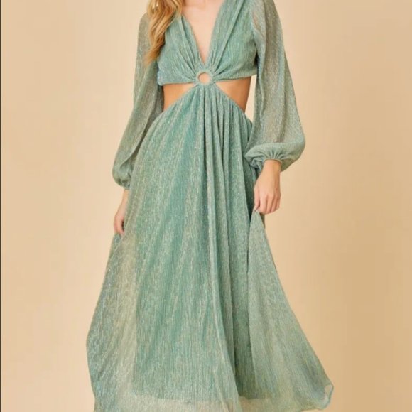 Shimmer Blue Cut Out Dress - Picture 2 of 3